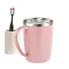 Vaso para enjuague bucal de pareja de acero inoxidable 304, resistente al moho, de doble capa, engrosado, anticaídas, vaso para cepillos de dientes con asa