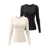 Novo Top de Manga Longa com Gola Redonda Feminino Alpha Amazon Outono e Inverno Europeu e Americano Elástico Justo Camiseta Esportiva para Yoga