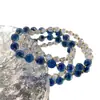 Nuevo Pulsera de Moda de Doble Círculo de Ágata Transparente de Lujo Ligero Atrae Riqueza y Preserva la Seguridad Exquisita Pulsera Azul Soñadora