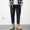 Calças Pretas Masculinas Soltas Retas de Veludo Espessas Outono e Inverno Jeans Masculinos Elásticos Afunilados Casuais Tamanho Grande Outono