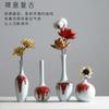 Jarrón de cerámica roja esmaltada de Jingdezhen, inserto de flores, decoración de porcelana para sala de estar, adornos de escritorio, jarrón seco, decoración del hogar