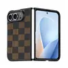 Adecuado para la Funda para Teléfono Plegable Duo de Apple, Funda Protectora Ultra-Delgada Anti-Caídas de Piel de Cordero con Patrón de Cuadros
