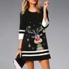 2023 comércio exterior transfronteiriço feminino desejo AliExpress estação independente estampado de Natal vestido mini de manga 3/4 à vista