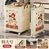 Cesto de Roupa Suja Dobrável com Rodas Estilo Creme Estampa de Desenho Animado Cesto de Armazenamento Portátil para Casa Banheiro Roupas Plástico Cesto de Lavanderia