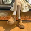 Nuevas botas de invierno de suela gruesa para aumentar la altura con puños para mujeres petite, cálidas botas de nieve acolchadas de algodón 2026 con suelas de plataforma y cremallera trasera