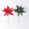 Flores de Navidad nuevas, decoraciones de Navidad, arreglos florales de tela dorada con purpurina de alta gama para árbol de Navidad, flores de malla artificial