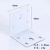 Armário de canto para banheiro em aço inoxidável com pintura preta e branca, móveis de banheiro, acessórios fixos, suporte de placa de cantoneira de ângulo reto de 90 graus