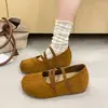 Zapatos Planos de Ballet Franceses 2026 Zapatos Suaves para Mujer para Combinar con Faldas Zapatos de un Solo Color Niñas Mary Janes con Tira Cruzada Zapatos de un Solo Color