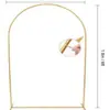 Portão Lunar Dourado Aumentado de 1,8m com Flores Artificiais com Arco de Ferro Forjado Estrutura Quadrada Curva Suporte de Fundo Adereços de Casamento