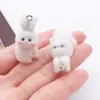 Pingente de Pelúcia Coelho Branco Desenho Animado Simulado Resina Flocagem Tridimensional Fofo Brincos DIY Acessórios para Pulseira de Celular