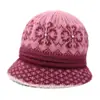 Chapéu de mãe para mulheres de meia-idade e idosas outono e inverno quente com forro de veludo chapéu de lã tricotado espesso proteção contra o frio chapéu de pescador para vovó senhora idosa