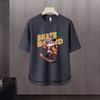 Camiseta de manga corta para hombre, marca de moda de verano, suelta, de cinco puntos, manga, 2024, nueva camiseta con estampado simple de Internet Ins.