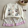 Conjunto de Otoño a la Moda para Niñitas: Elegante Conjunto de Dos Piezas de Pantalones de Pierna Ancha y Suéter Cárdigan