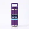 Botella aislada estilo americano transfronteriza de 18 oz, vaso de agua deportivo con popote plegable de acero inoxidable, botella espacial portátil a prueba de polvo con asa