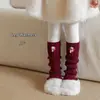 Sapatos, Meias-calça de Algodão para Meninas, Laço, Ano Novo, Natal, Meias Fofas Largas, Lolita, Meias Quentes para Panturrilha de Outono e Inverno