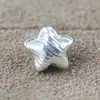 Pulsera con Cuentas de Estrella Cepillada de Plata Pura, Cuentas Sueltas, Cuentas de Transferencia Passepartout, Cuentas Lisas de Plata 925