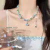 Collar Dopamina Colorido para Mujer, Cadena para Clavícula con Borla de Cuentas Color Caramelo, Joyería de Nicho de Lujo Ligero, Gargantilla Dulce y Fresca para Chica Picante