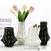 Vaso de vidro com padrão de crocodilo simples moderno Flor seca hidropônica Arranjo de flores Pintura em casa Ornamentos de arte decorativa de ouro