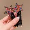 Goma para el Cabello de Niña con Pedrería Estrella de Celebridad de Internet Banda para el Cabello de Cable de Teléfono Cuerda para el Cabello que No Daña Accesorio para el Cabello de Estrella de Cinco Puntas para Niña Tocado para Niñas