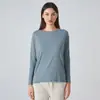 Ropa Deportiva de Mujer Transpirable Simple para Entrenamiento Fitness Yoga, Estilo Nuevo Transfronterizo, Doble Cara, Sensación Desnuda, Suelta, Manga Larga, Ajustada Ds010