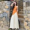 Top Chaleco Irregular sin Mangas Traje Francés Camiseta de Verano para Mujer + Culottes Holgados Drapeados de Cintura Alta Conjunto de Dos Piezas a la Moda