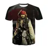 2020 nuevo T-shirt de cuello redondo con estampado digital 3D de la película de piratas Galle europeo y americano Amazon ebay comercio exterior