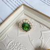 Pendientes elegantes con forma de anillo de diamantes, chapados en oro auténtico, estilo occidental, con grabado antiguo, estilo retro, elegantes, con piedras preciosas de color transparente y estilo eólico.