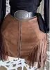 Shorts Feminino Europeu e Americano 2025 Estação Independente da Amazon AliExpress Camurça Franja Zíper