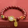 Diretamente do Fabricante, Pulseira de Cinábrio Mineral Cru Natural, Areia Dourada Roxa de Baixo Teor, Pulseira de Cinábrio Estilo Chinês Novo, Presente Retrô