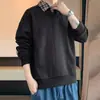 Sudadera para Hombre 2026 Primavera y Otoño Nuevo Estilo Falsa Dos Piezas Patchwork Top Unisex Holgada Jacquard Cuello Solapa Chaqueta Ropa de Hombre