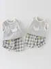Conjunto de Verano para Bebé Súper Lindo de Dibujos Animados, Chaleco y Shorts de Dos Piezas para Salidas de Verano, Categoría a