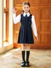 Conjunto de uniforme escolar primário para meninos e meninas, uniforme de classe estilo faculdade, uniforme de jardim de infância, traje para coro e apresentador da temporada de formatura infantil