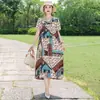 Vestido de Algodón y Seda Estilo Nuevo 2026 para Mujeres de Mediana Edad y Mayores, Ropa de Exterior de Moda de Verano, Vestido Floral Talla Grande para Mamás