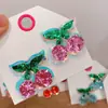 3475 Pasador de Pelo de Cereza con Lentejuelas Brillantes Pasador Trenzado Pinza Lateral para Niñas Pinza para Flequillo de Niña Energética Chica Linda