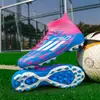 Nuevos zapatos de fútbol F50 sin costuras de punto volador transfronterizos para hombre, de caña alta para mujer estudiante, con tacos largos para césped, competición, entrenamiento, zapatos deportivos