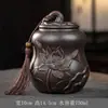 Tarro de Cerámica Púrpura Retro para Té con Relieve de Loto, Tarro Sellado para Almacenamiento de Té para Uso en Casa, Tarro a Prueba de Humedad para Almacenamiento de Té Pu'Er y Té Negro