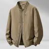 Leishibert Jaqueta Fina de Alta Qualidade para Primavera e Outono Estilo Business Casual Jaqueta Masculina com Gola de Baseball Casaco Masculino