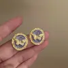 Pendientes Vintage de Mariposa con Aguja de Plata y Esmalte, Pendientes Exquisitos de Estilo Palacio Retro, Pendientes de Lujo Ligero de Gama Alta
