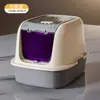 Nueva Caja de Arena para Gatos con Tapa abatible, Tamaño Grande, Cerrada, Anti-Olores, Anti-Salpicaduras, Esterilización UV, Inodoro para Gatos, Suministros para Mascotas