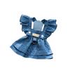 Vestido Jeans para Cães e Gatos de Primavera e Verão Saia de Alcinha com Manga Bufante Teddy Urso Amargo Gato Fantoche Roupas para Pets Cães Gatos
