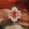 Nuevo Conjunto de Anillos Decorativos, Relojes, Gemas de Colores, Flores Naranjas, Incrustado con Modelos Europeos y Americanos de Moda de Alta Gama al por Mayor