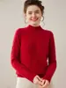 Suéter de Lã Fofo e Luxuoso Outono e Inverno 2026 Gola Alta Meia Cor Liso Feminino Engrossado Quente Manga Longa Tricô de Ponto Torcido Camada Base
