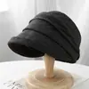 Sombrero de Pescador Plisado de Lana Retro Japonés para Mujer 2026 Primavera/Verano Nuevo Casual Versátil que Afina el Rostro Protección Solar Sombrero de Pescador