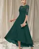 Vestido de Festa Formal Elegante com Aplicação de Renda Meia-Manga Chiffon Vestido de Noite para Convidados de Casamento