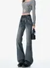 Jeans Retro Americanos de Cintura Media Micro-Acampanados para Mujer Otoño 2027 Nuevo Estilo Diseño de Nicho Bordados Acampanados de Longitud Completa Pantalones Largos