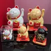 Transfronterizo 2.5 pulgadas Gato de la Fortuna con Mano Saludando Solar Gato Saludando Adorno para Pastel de Horneado Coche Regalo de Año Nuevo