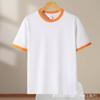 Camiseta de algodão de verão com contraste masculina e feminina cor de ombro combinando gola redonda manga curta atacado logotipo personalizado roupa de grupo Camiseta