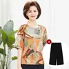 Conjunto de Verano 2026 de Estilo Nuevo para Mamá, Manga Corta, Ropa para Mujeres de Mediana Edad, Blusa de Gasa para Mujeres de Mediana Edad y Mayores, Elegante para Edades 40-50