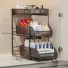 Estante de almacenamiento extraíble debajo del fregadero, caja de almacenamiento multicapa debajo del mueble del baño, cesta abatible debajo del lavabo, estante en capas