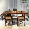Mesa de Té Grande de Madera Maciza de Nogal Negro, Estilo Chino Nuevo, Mesa de Té de Gama Alta, Mesa de Comedor para el Hogar, Mesa de Té para Recepción de Oficina